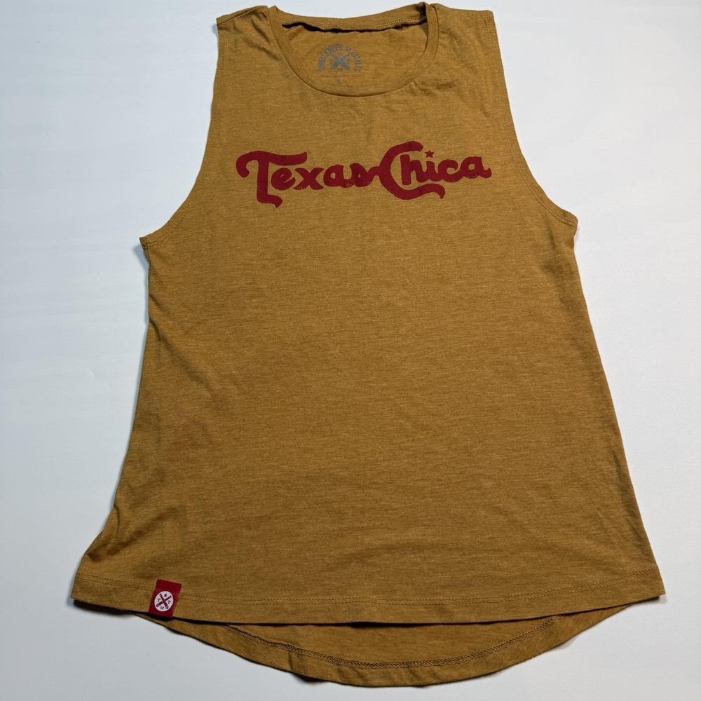 Tumbleweed TexStyles Texas Chica Muscle Tank Top Womens Small Yellow Graphic‎